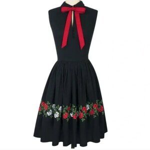 Trashy Diva Frida Retro Vintage Holiday Designer Rose Embroidered Dress Size 8